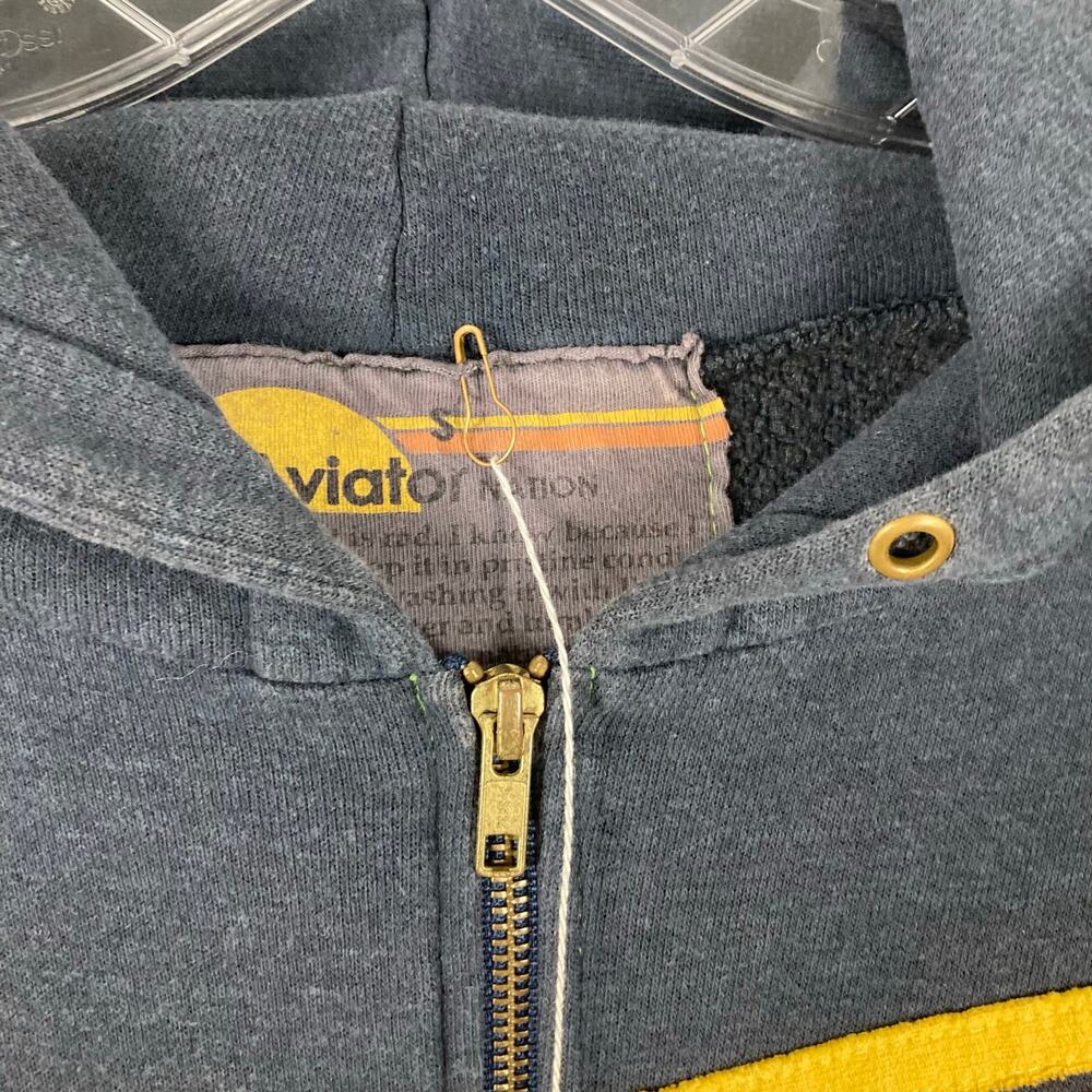 Nwot AVIATOR NATION Hoodie Sweater S Grey Rainbow-Stripe Zip Long-Slv Pocket - Picture 5 of 12